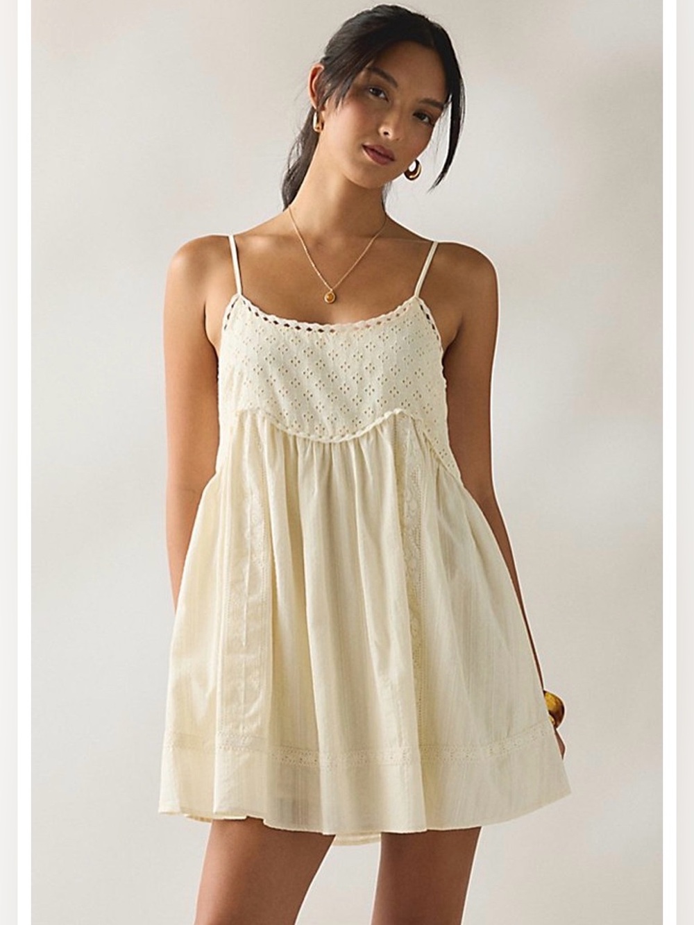 Kimchi Blue Cream Eyelet Mini Dress
